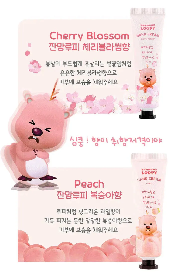 10 SET Zanmang Loopy Character Hand Creams Cute Small Gifts 30ml 2 pieces Peach Cherry Blossom Scent