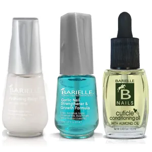 Barielle Garlic Nail Strengthener, Ridge Filler, Cuticle Oil and Nail File (4-PC Set) …