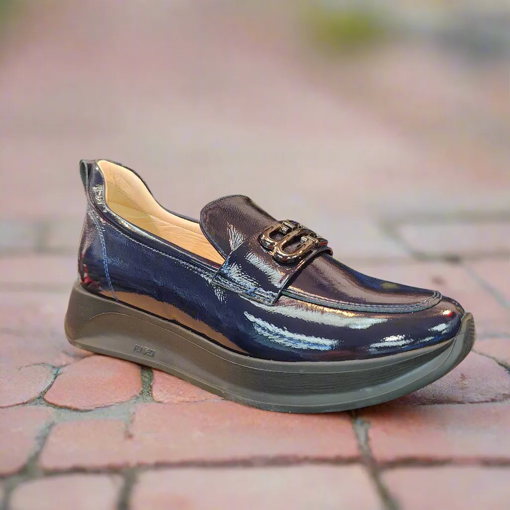 Bioeco Sporty Loafer Navy Patent Leather Slip On 6754