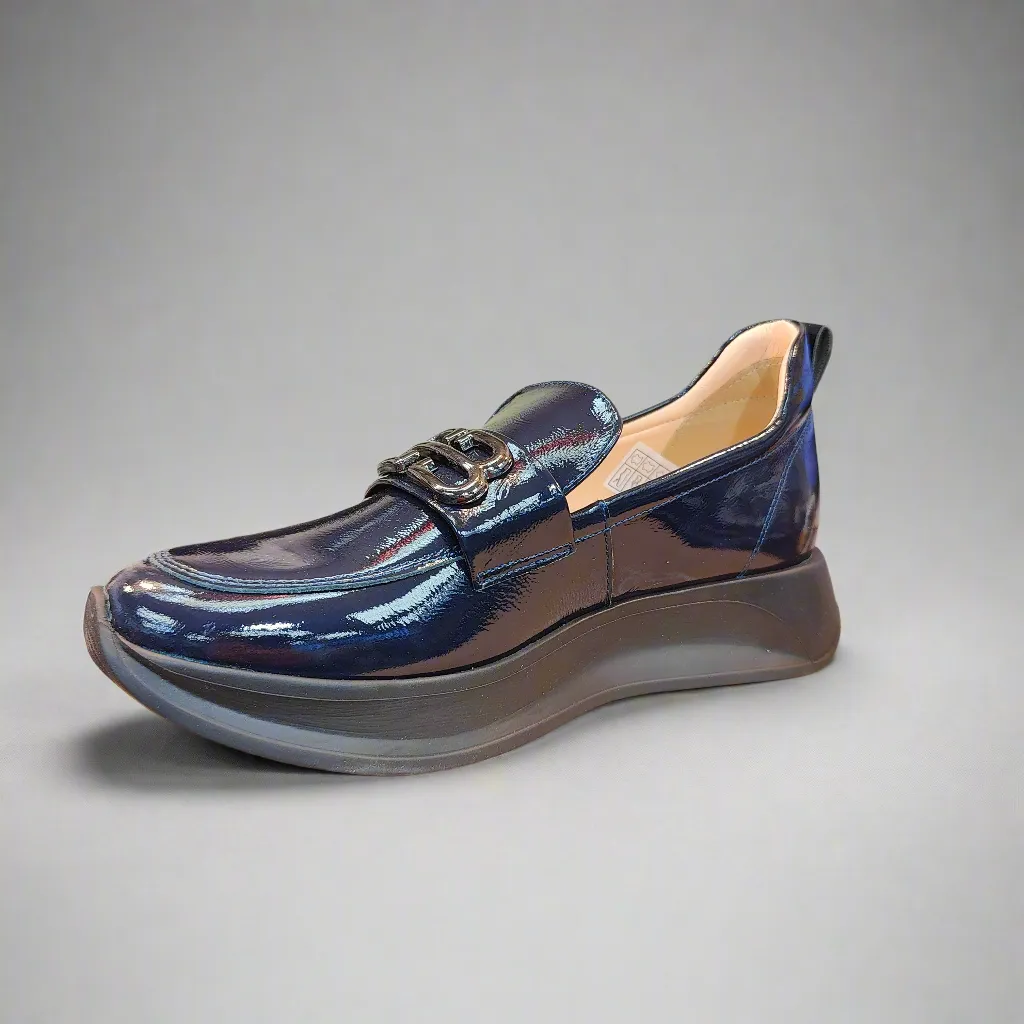 Bioeco Sporty Loafer Navy Patent Leather Slip On 6754