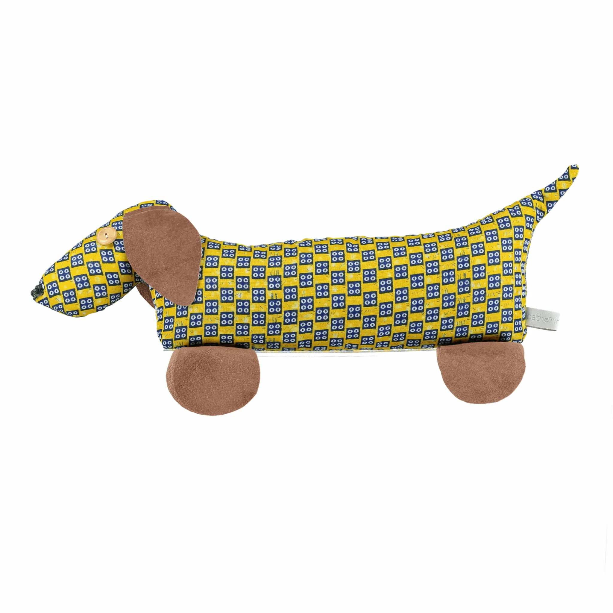 Blue & Yellow Afro Dog Doorstop With Lavender