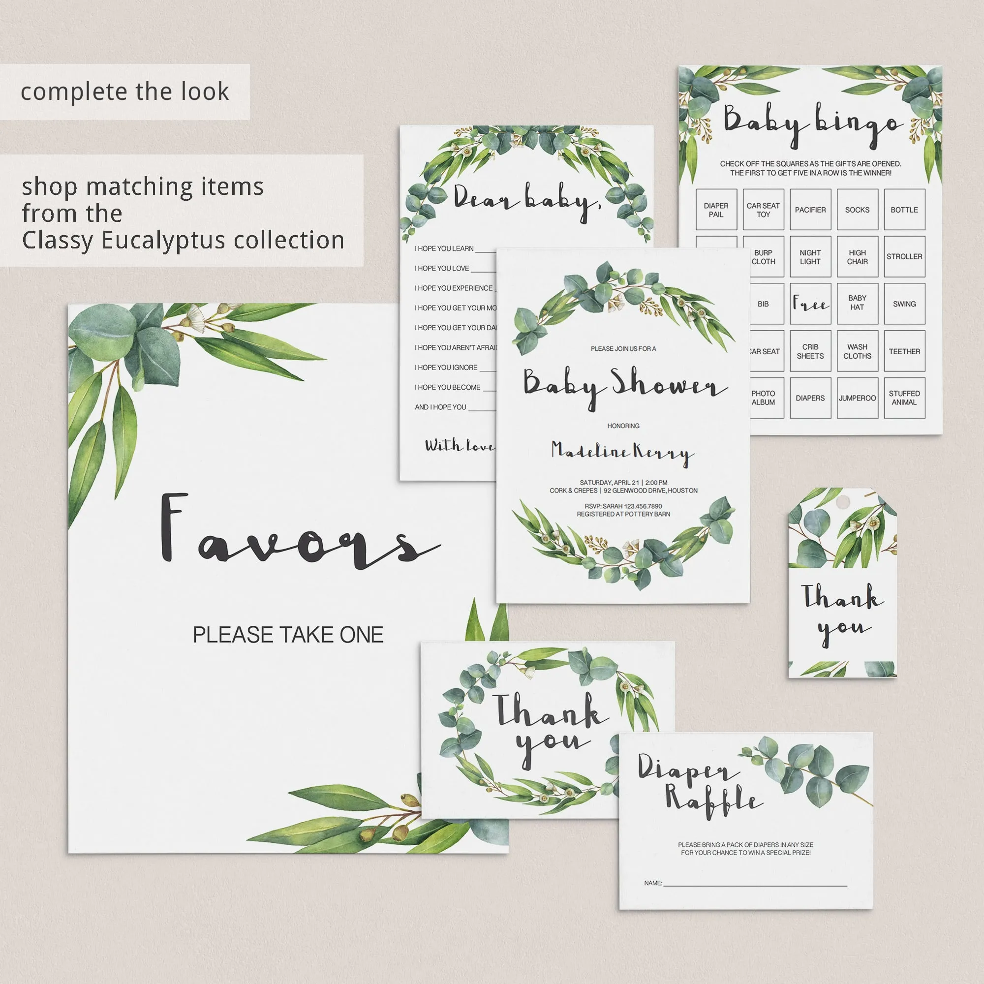 Botanical Table Numbers Template Instant Download