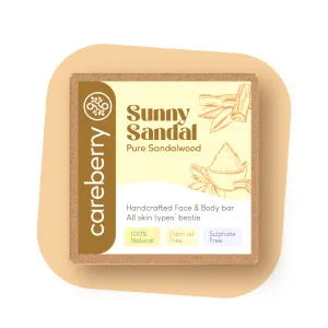 Careberry's Sunny Sandal Brightening Handcrafted Face & Body Bar | Illuminate with Sandalwood Secrets 100gm