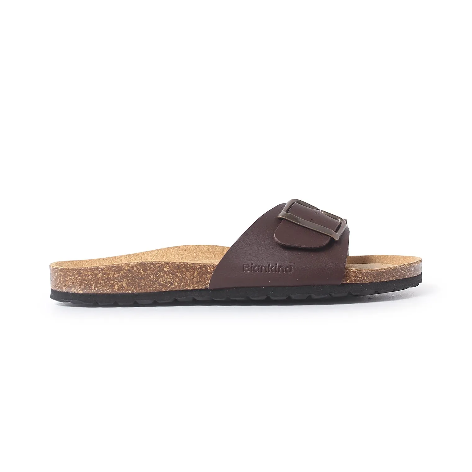 Cordoba Vegan Leather Slide Cork Sandal - Brown