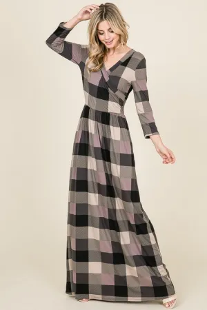 Dark Lavender Plaid Maxi Dress