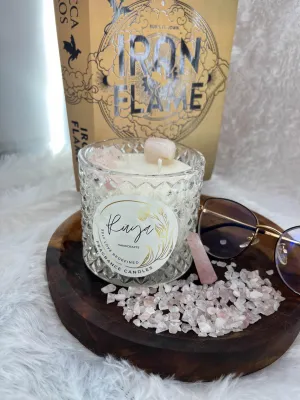 Ella Crystal Jar Single Wick Rose Quartz Stone Candle | Crafted to Radiate Love, Compassion, and Emotional Healing | Drunkenness and The Comforting Scent Love Spell (Lush Nodes)