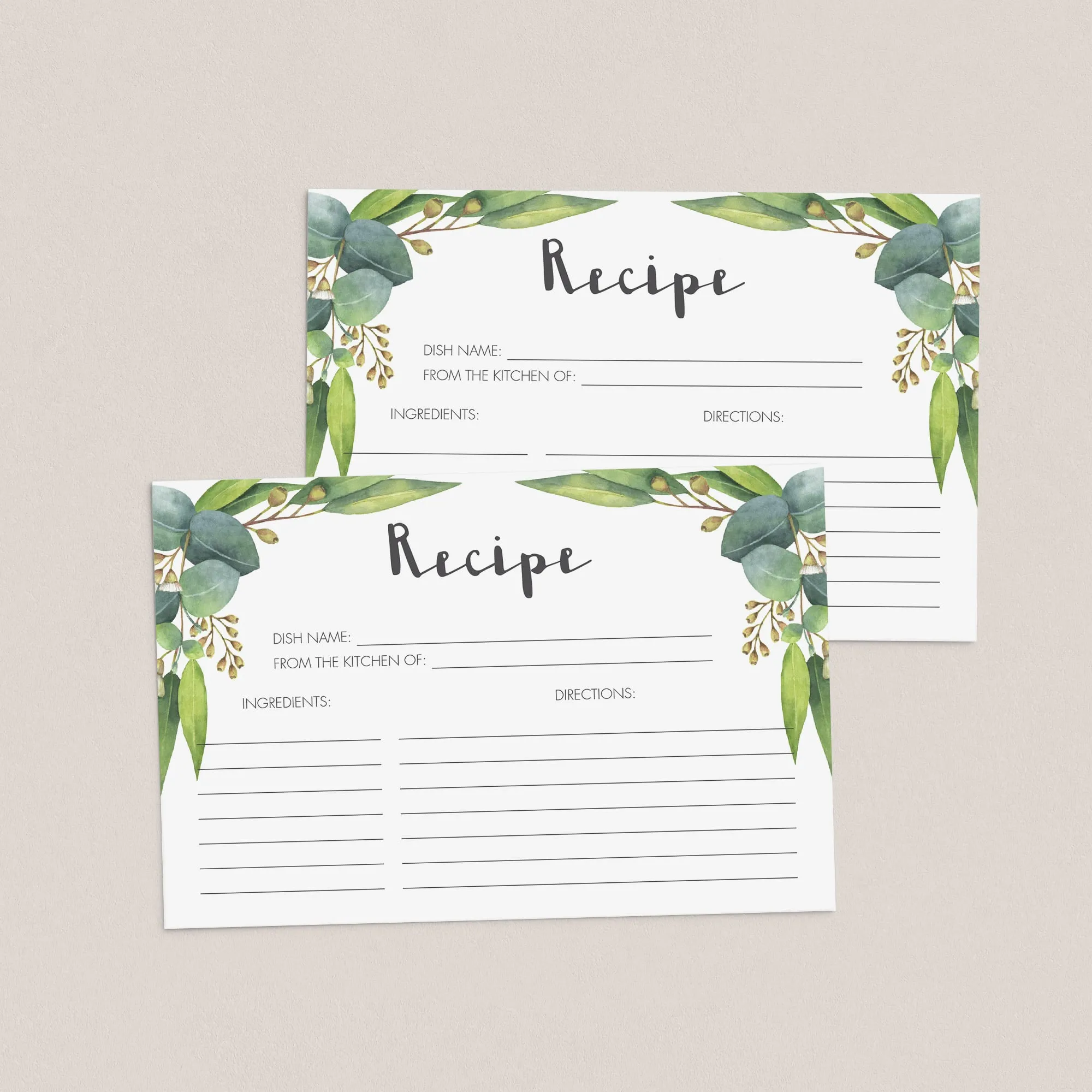 Eucalyptus Leaves Recipe Card Instant Download PDF