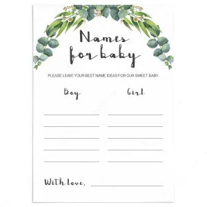 Gender Neutral Names for Baby Game Printable