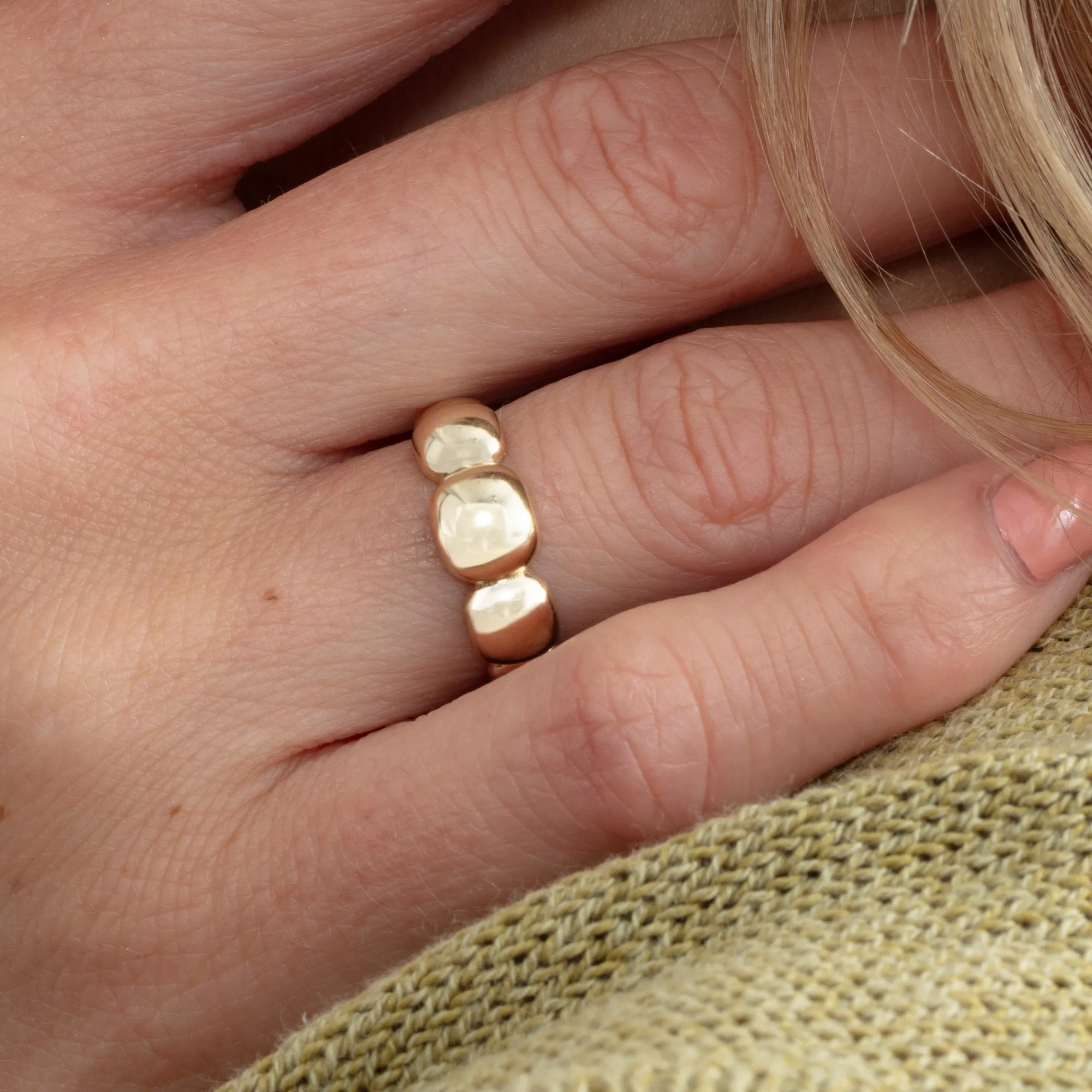 Gold Thick Bubble Ring, Rhea