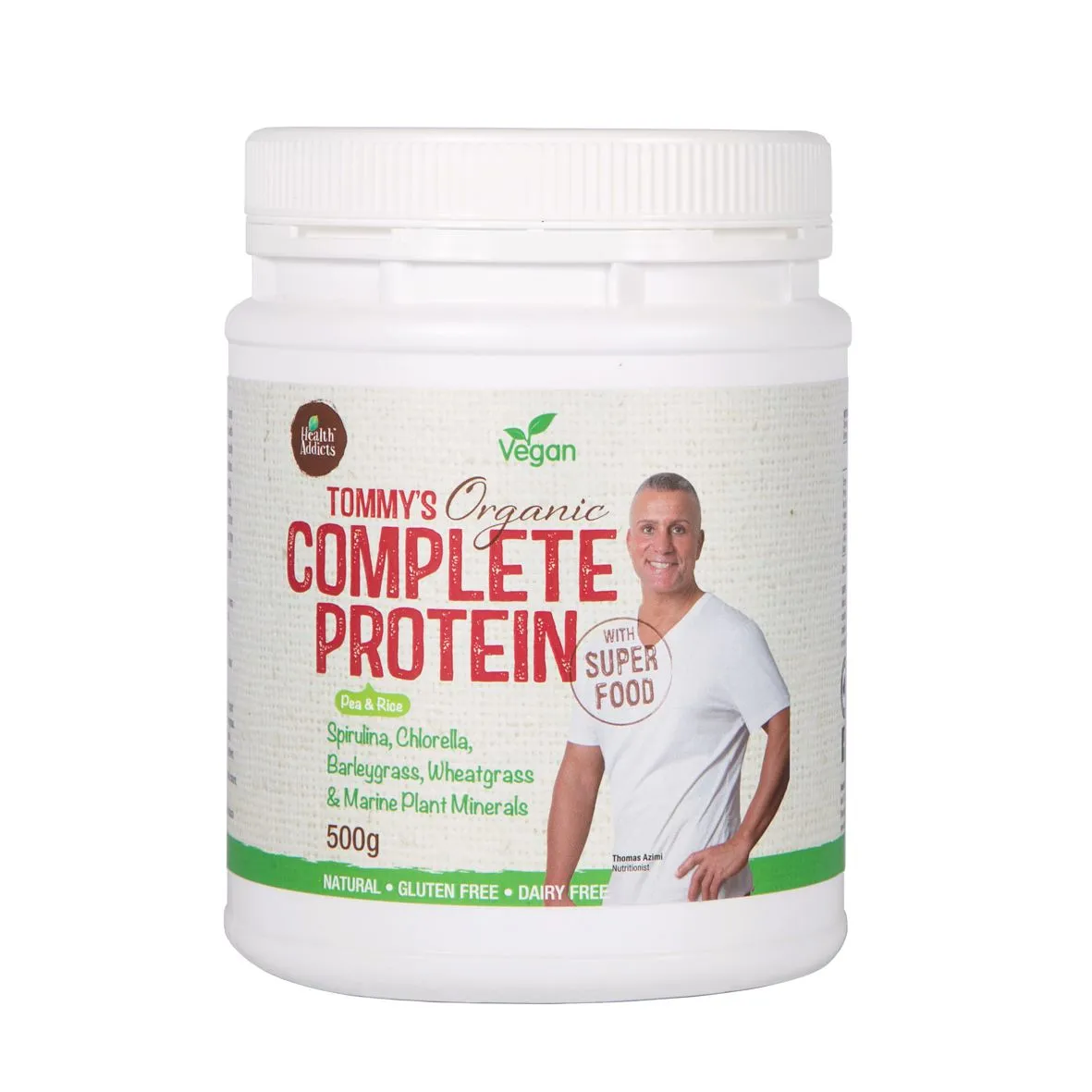 Health Addicts Tommys Organic Complete Protein   Super Greens