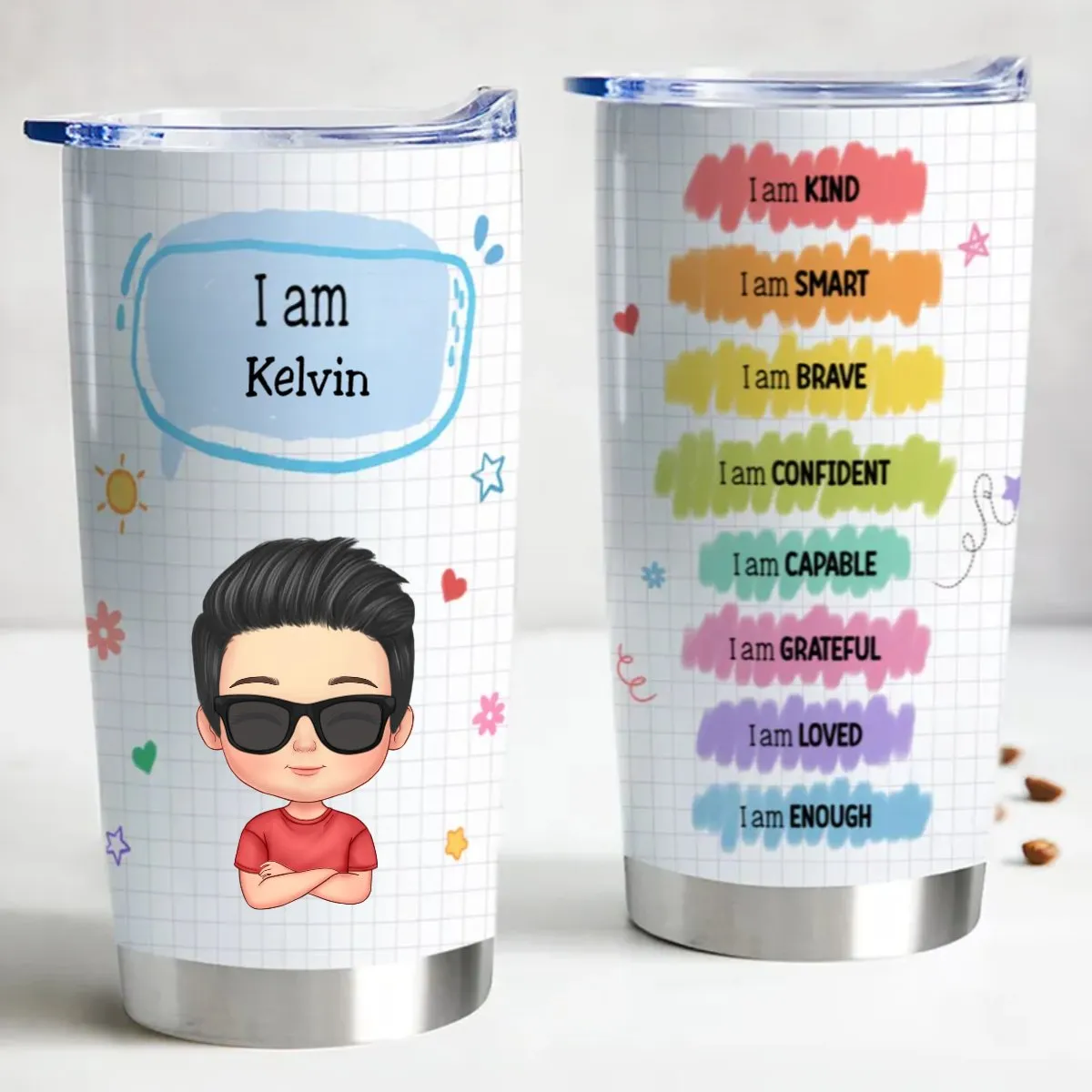 Kindness and Intelligence on the Go - Customized 20oz Steel Tumbler