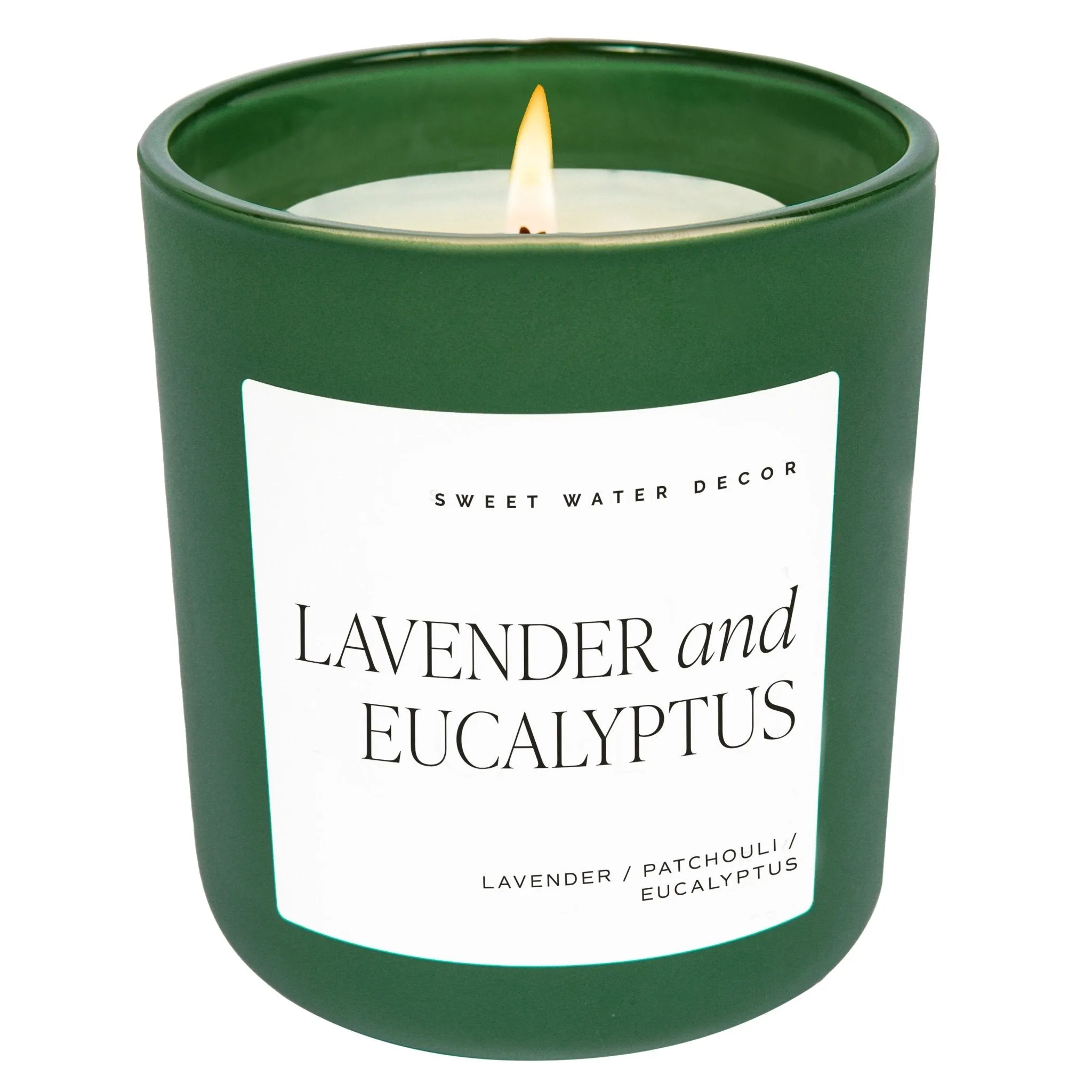 Lavender and Eucalyptus Soy Candle - Green Matte Jar - 15 oz