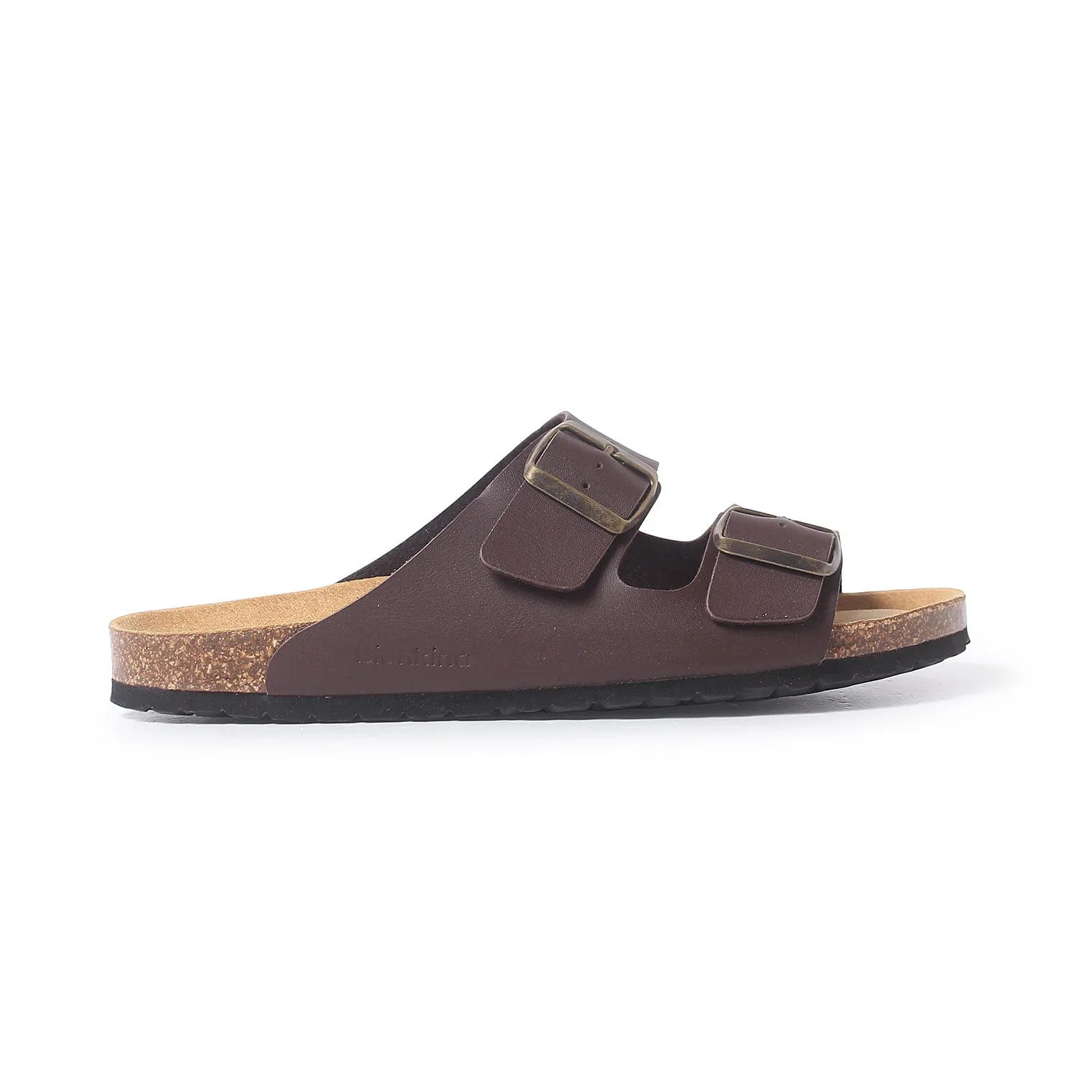 Marbella Vegan Leather Slip On Cork Sandal - Brown