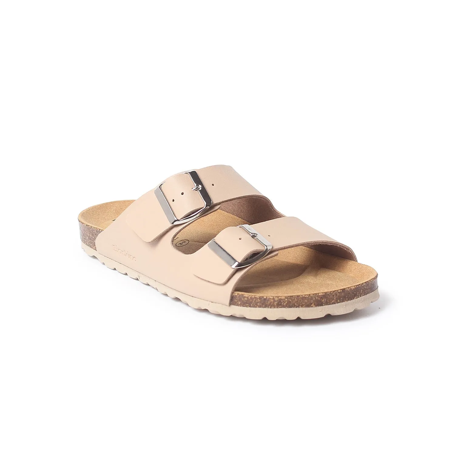 Marbella Vegan Leather Slip On Cork Sandal - Nude