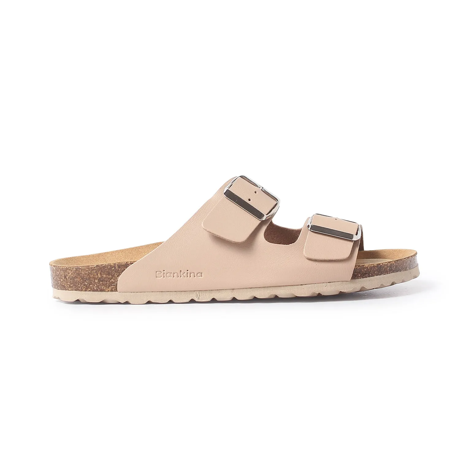 Marbella Vegan Leather Slip On Cork Sandal - Nude