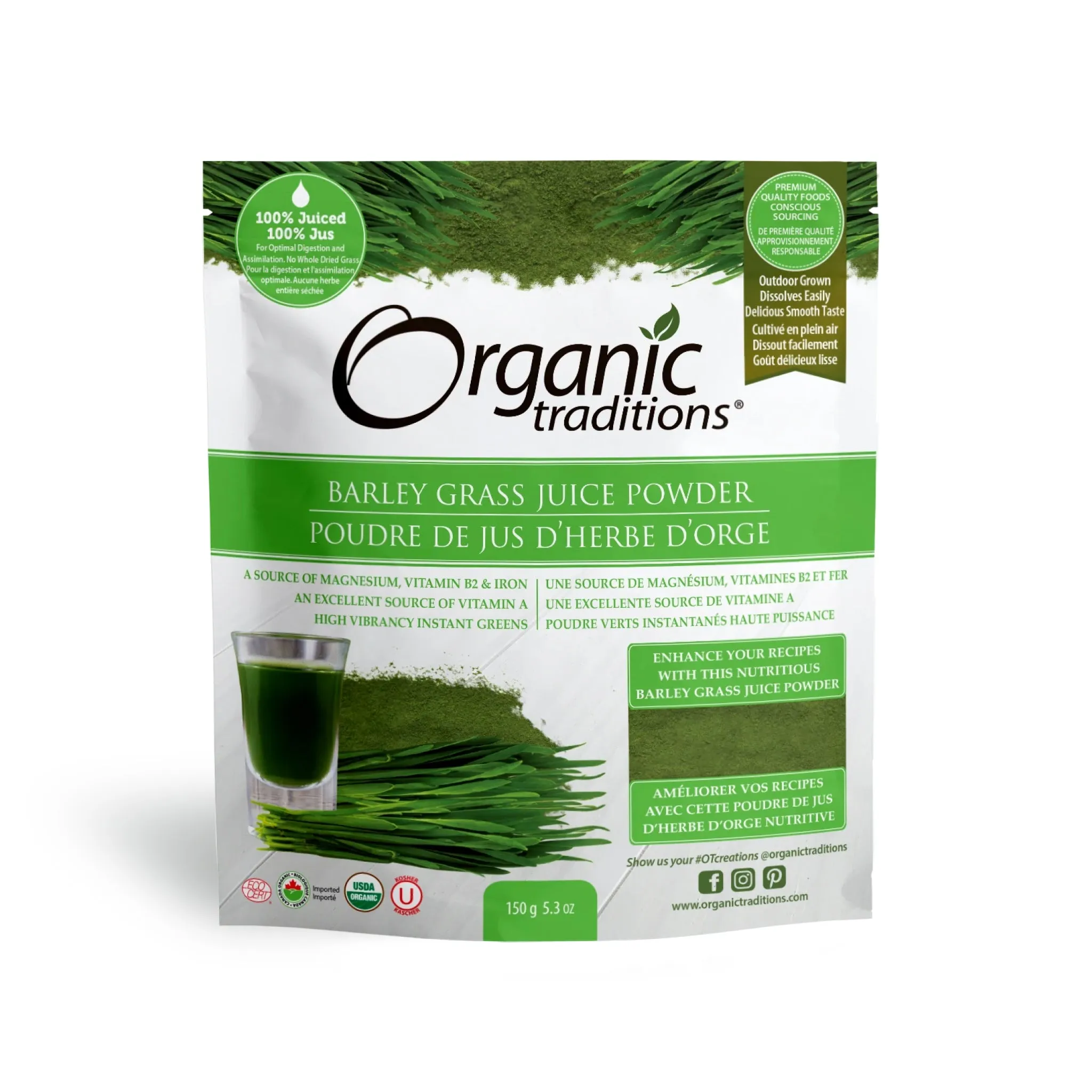 Organic Traditions Organic Barley Grass Juice Powder 150g