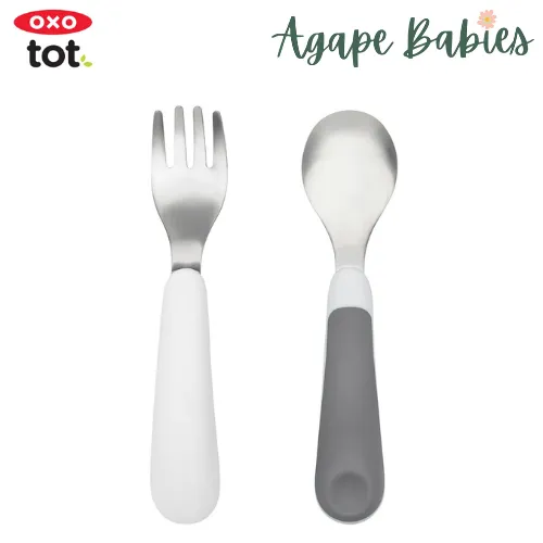 OXO TOT Fork & Spoon Set - Grey