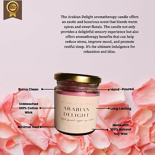 Scarlet Blinks Arabian Delight and Oriental Rose | Soy Wax Candles | Aroma Therapy Candles | Burning Time:-45 HRS Pack of 2