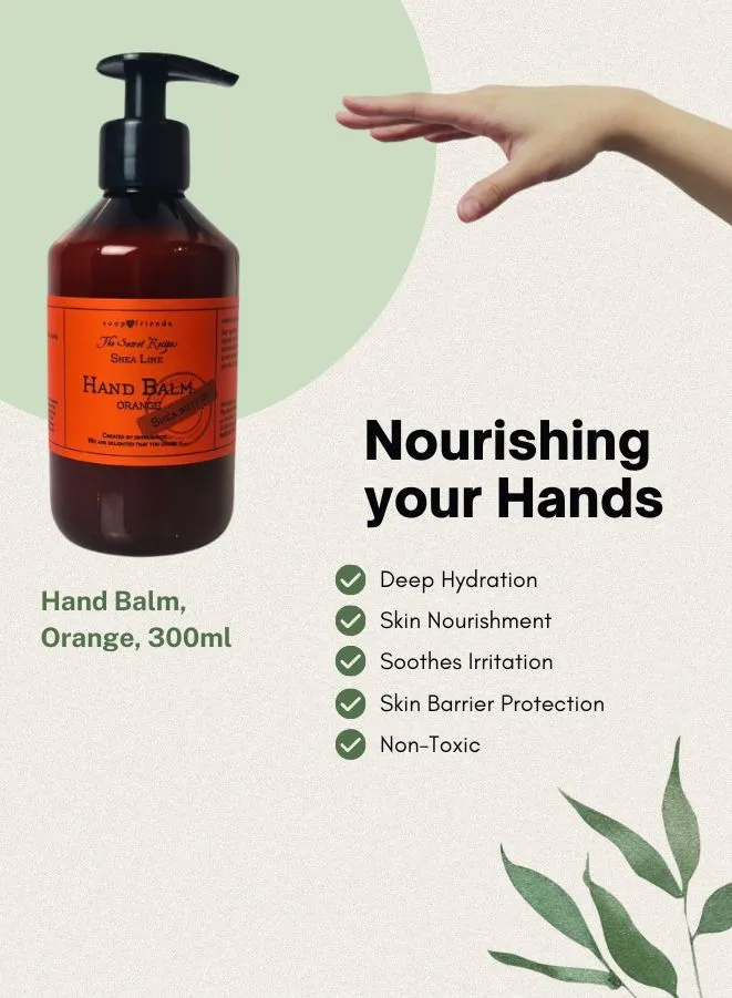 Soap&Friends Moisturizing Hand Balm - Orange, Enriched with Shea Butter, 300 ml