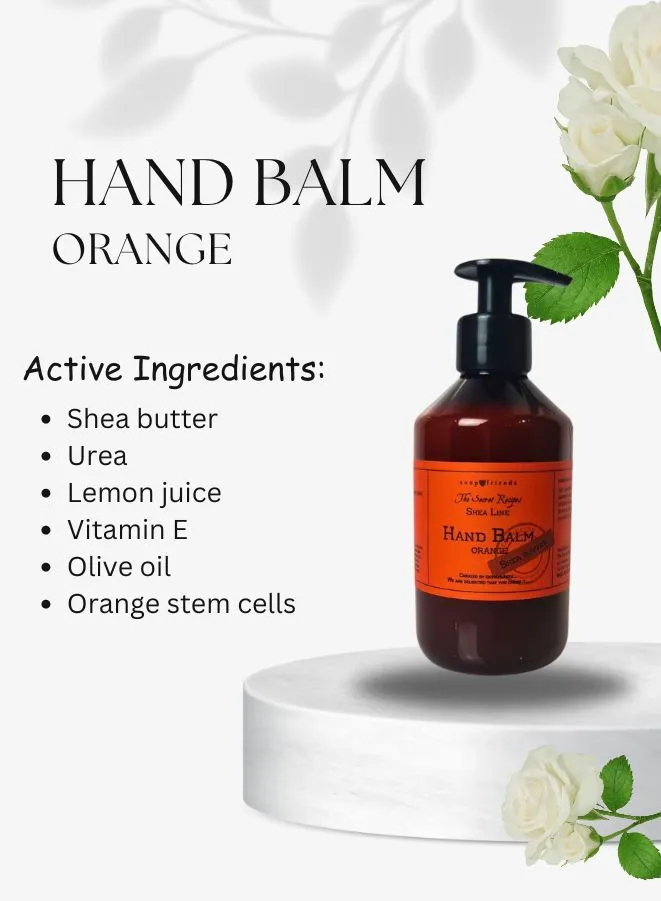 Soap&Friends Moisturizing Hand Balm - Orange, Enriched with Shea Butter, 300 ml