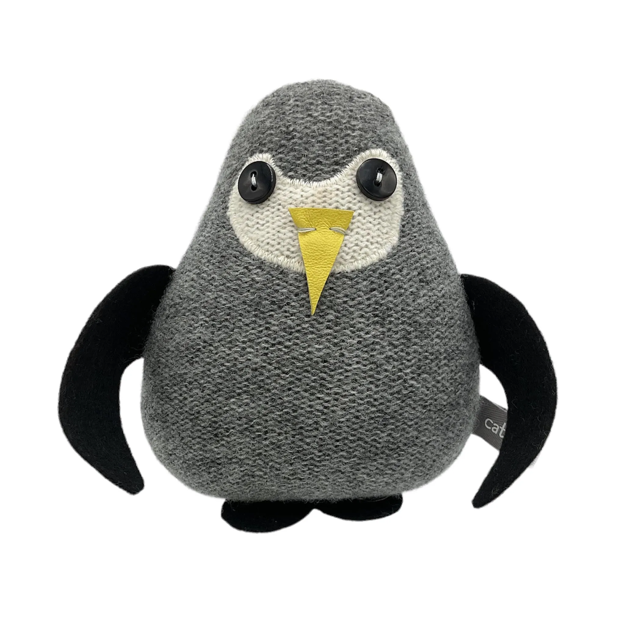 Soft Knitted Grey Penguin Chick With Lavender