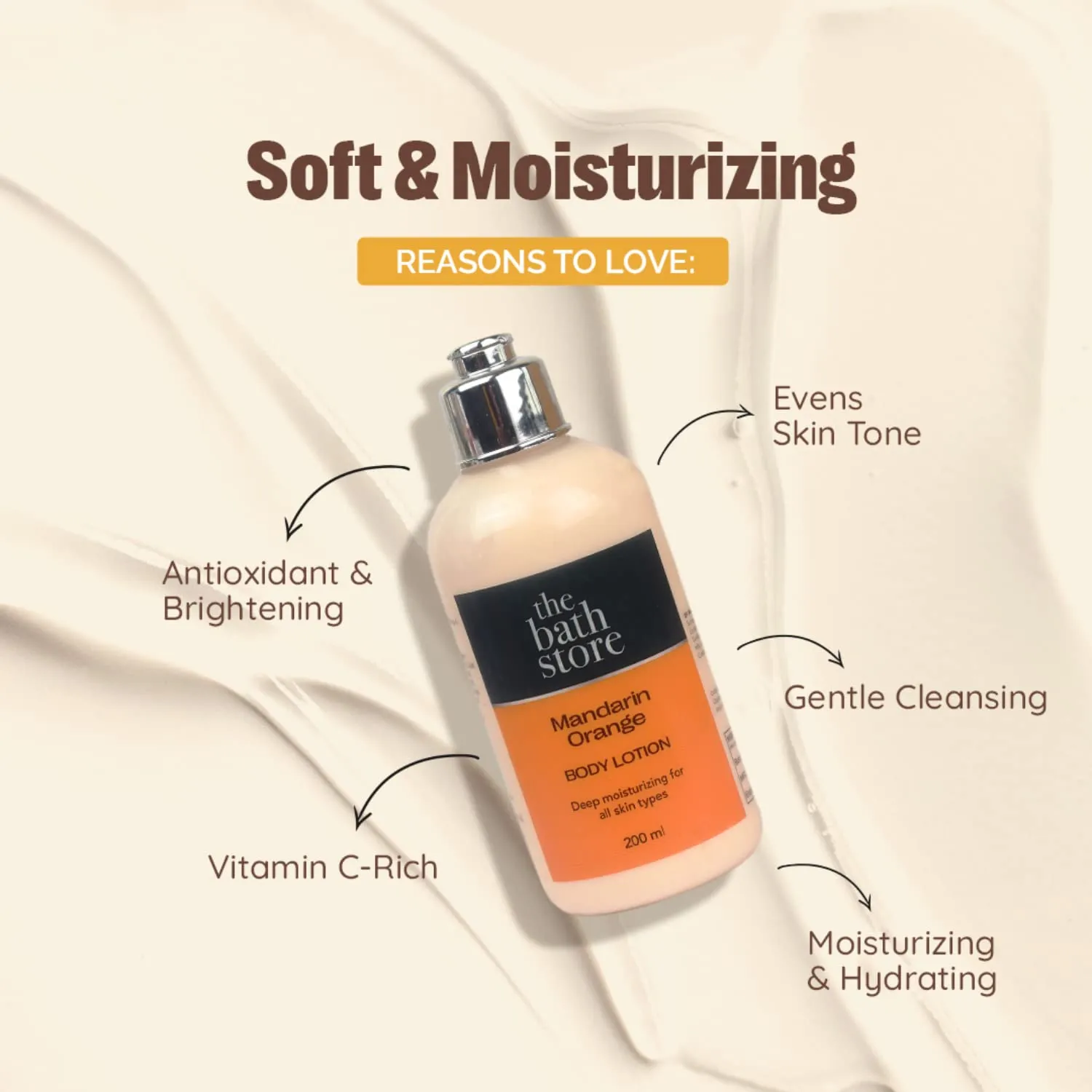 The Bath Store Mandarin Orange Body Lotion - Nourishing | Moisturizer | Smooth Skin – 200ml (Pack of 3)